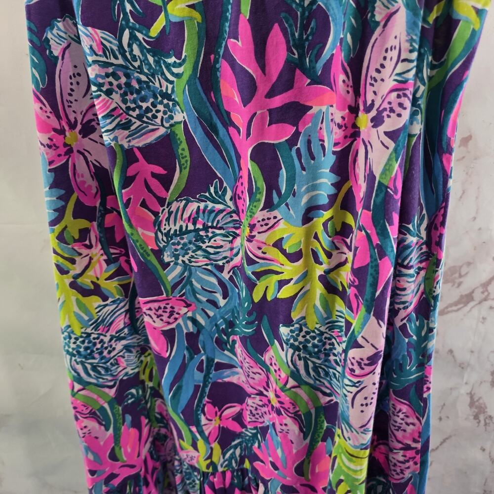 Lilly Pulitzer Dress Women Medium Blue Pink Saira Halter Drop Waist Ruffle Knee - Picture 7 of 12
